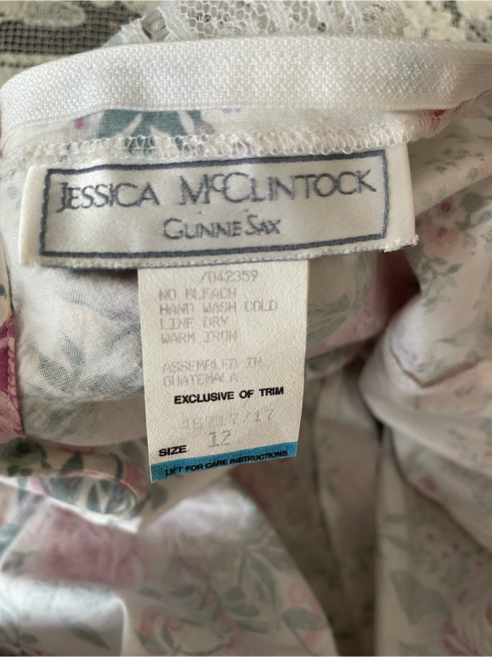 Vintage Jessica McClintock  Gunne Sax Cottage Core Floral Lace Dress Size 12 - Picture 5 of 10